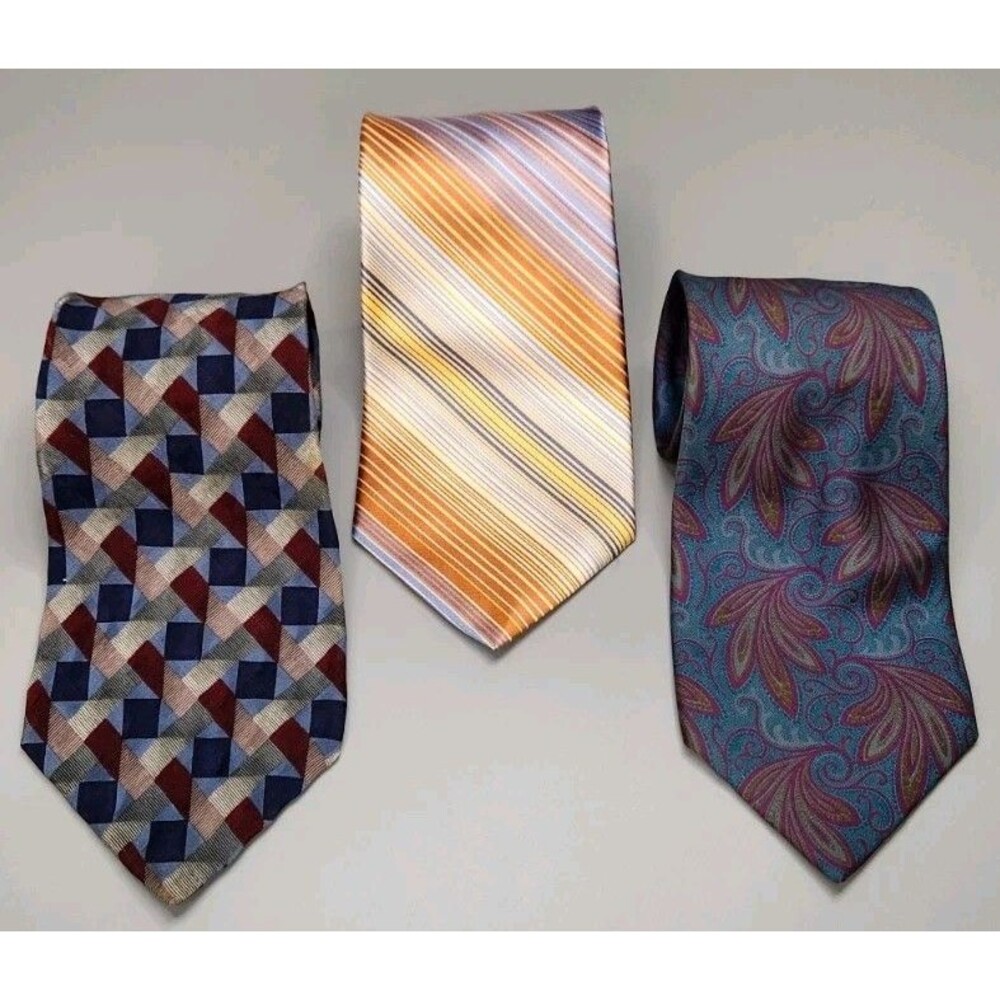 Men's Silk Tie Lot of 3 Fendi John Henry H&H Career Work Office